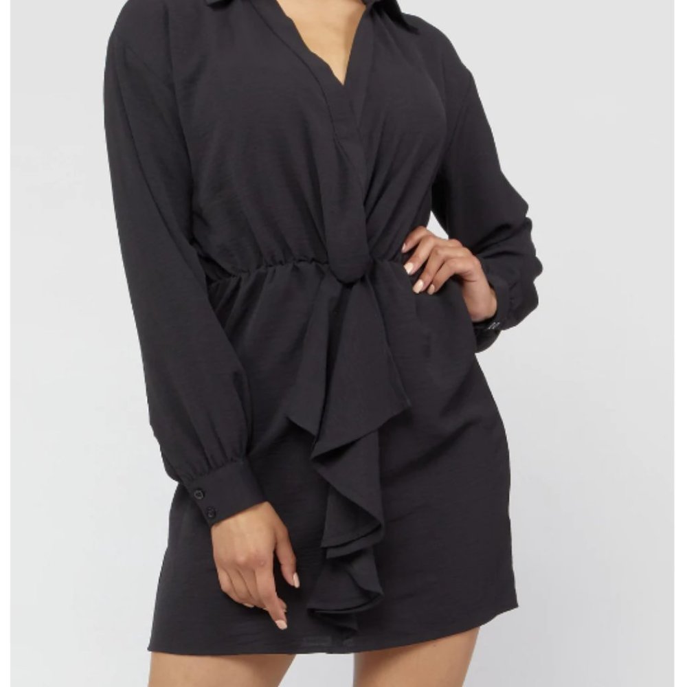 NWT Collared Shirt Mini Dress Size Small Black NWT